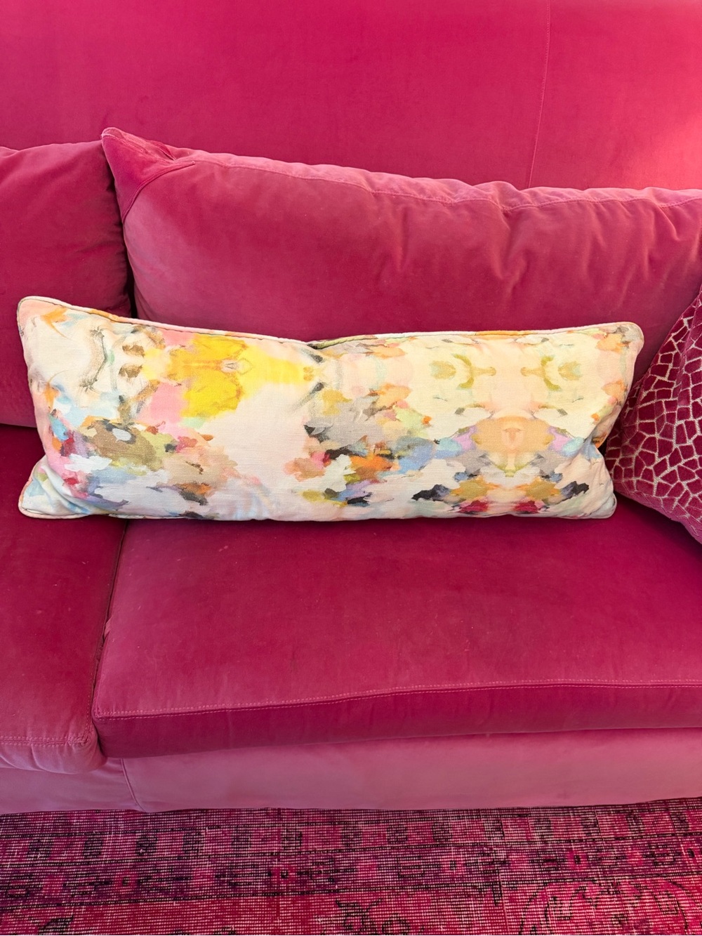 Laura Park Abstract Lumbar Pillow in Pink and Multi-Color